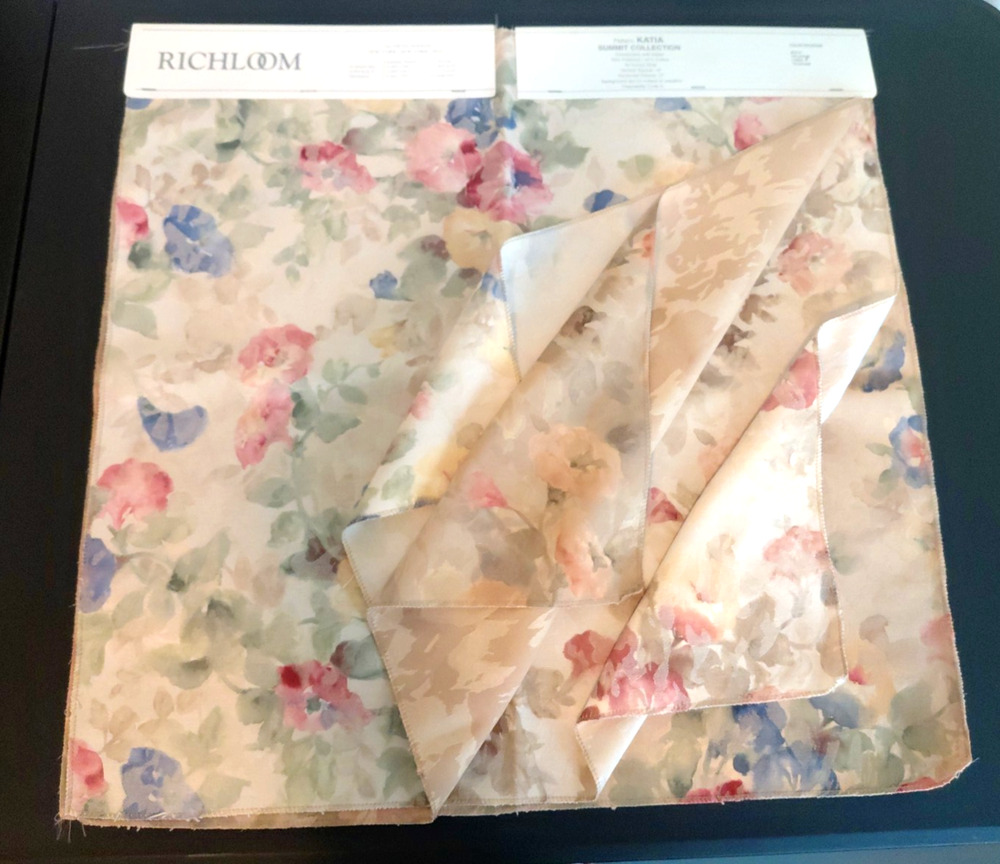 Richloom Fabric Sample 4 Square LARGE Floral Sheen KATIA Summit Collection VTG